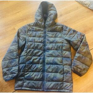 Gap Kids Boy Camo Coat Size XL Camouflage Puffer Jacket with Hood Front Zipper